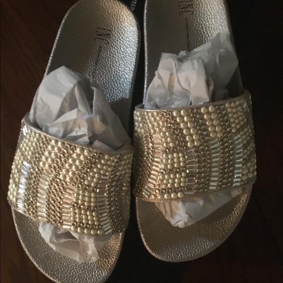 INC Peymin Faux Leather embellished slide sandal - Picture 1 of 4